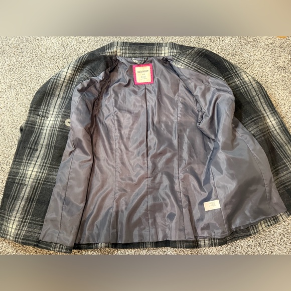 Old navy button up plaid pea coat jacket - Picture 6 of 7